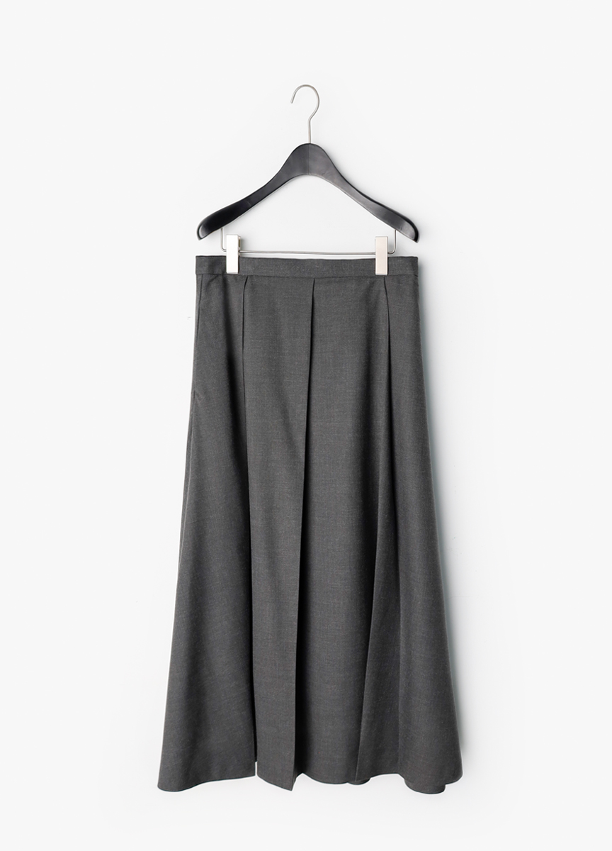 質感混毛斜紋打摺裙